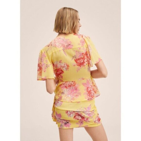 Mango Womens Romance Flowy Wrap Blouse Floral Print Size 4 - Picture 4 of 10